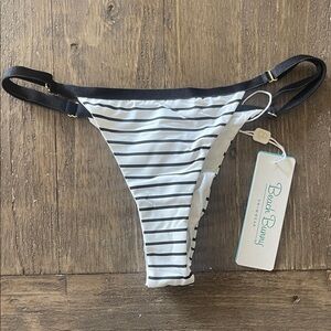 Beach Bunny Black and White Striped Bikini Bottom